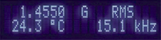 display showing field, frequency, and probe temp