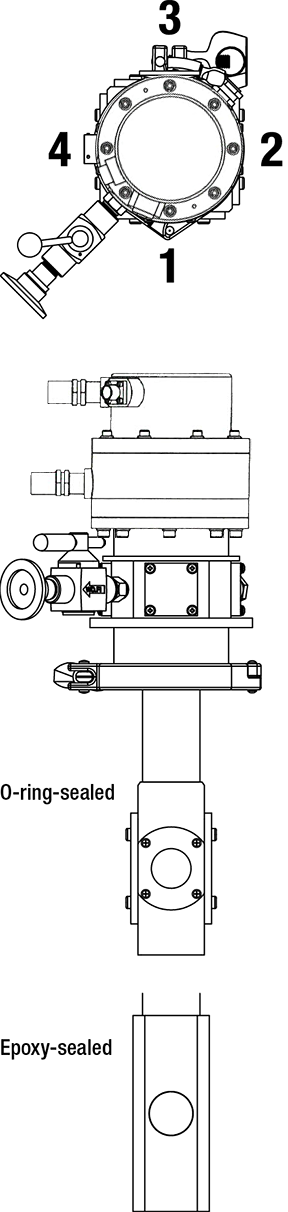 CCS-300 feedthrough and window positions